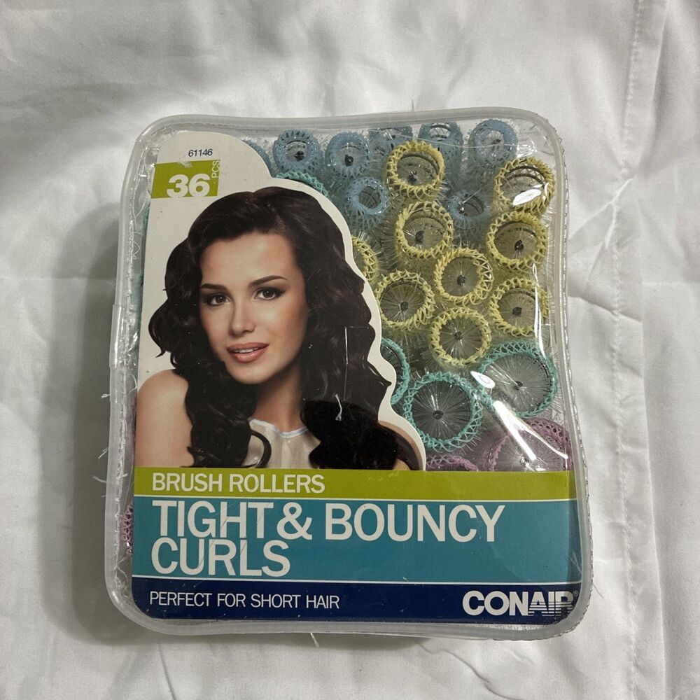 Conair Hair Brush Rollers 36 Pc Tight Bouncy Curls With Pins For Short Hair New